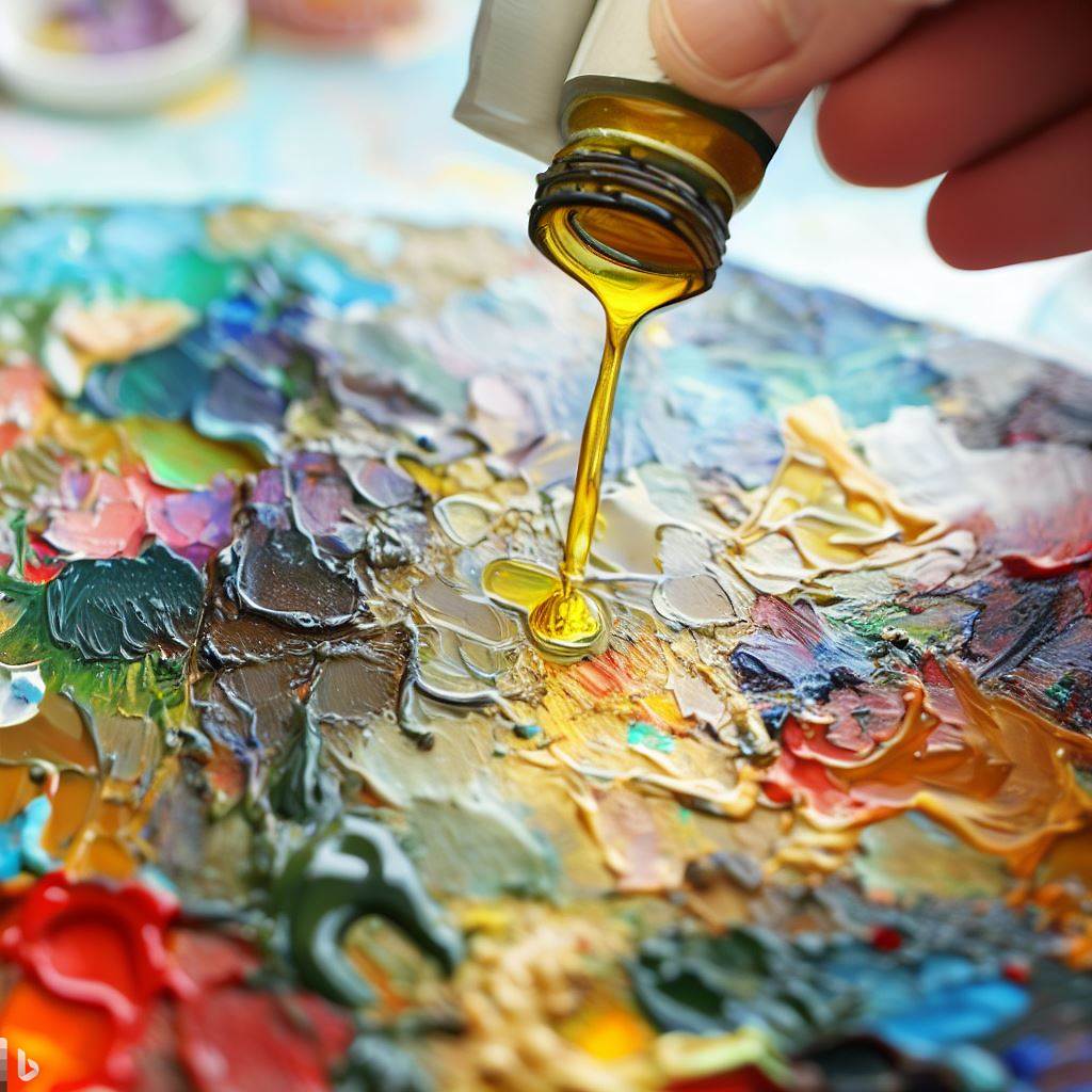 Reference picture for effective thinning of oil paint
